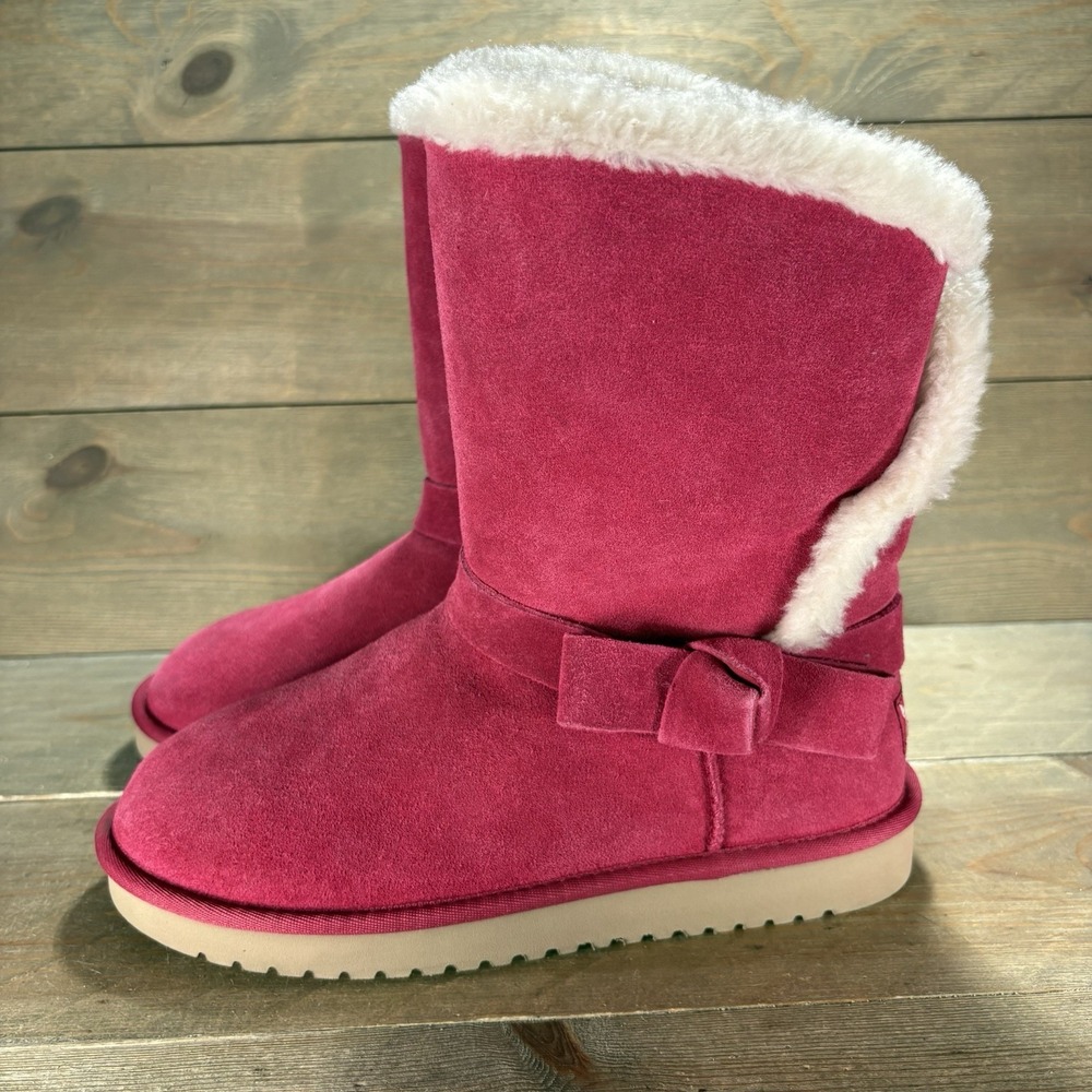 ugg koolaburra arlena womens size 8 shoes pink suede fur lined winter boots